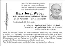 Traueranzeige Josef Weber