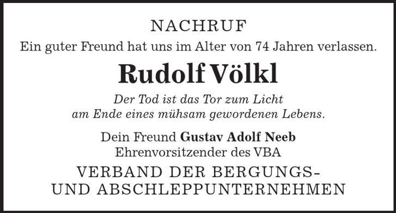 Traueranzeige Rudolf Völkl