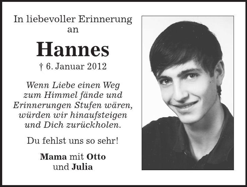 Traueranzeige Hannes Neumeier