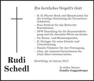 Traueranzeige Rudi Schedl