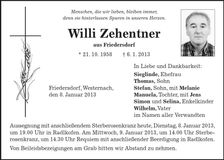 Traueranzeige Willi Zehentner
