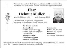 Traueranzeige Helmut Müller