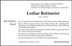 Traueranzeige Lothar Rottmeier