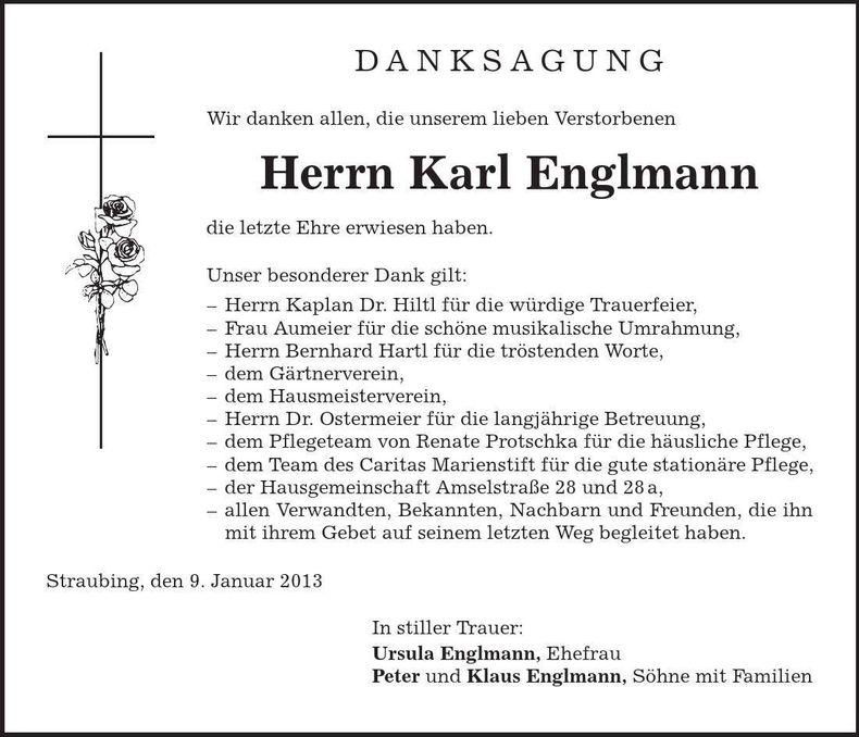 Traueranzeige Karl Englmann