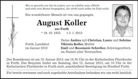 Traueranzeige August Koller