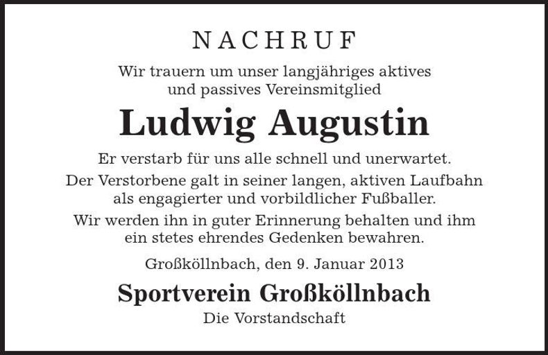 Traueranzeige Ludwig Augustin