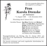 Traueranzeige Karola Drenske