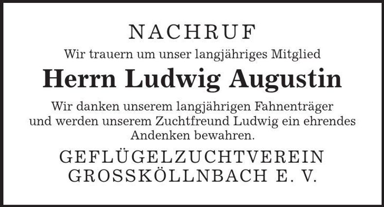 Traueranzeige Ludwig Augustin