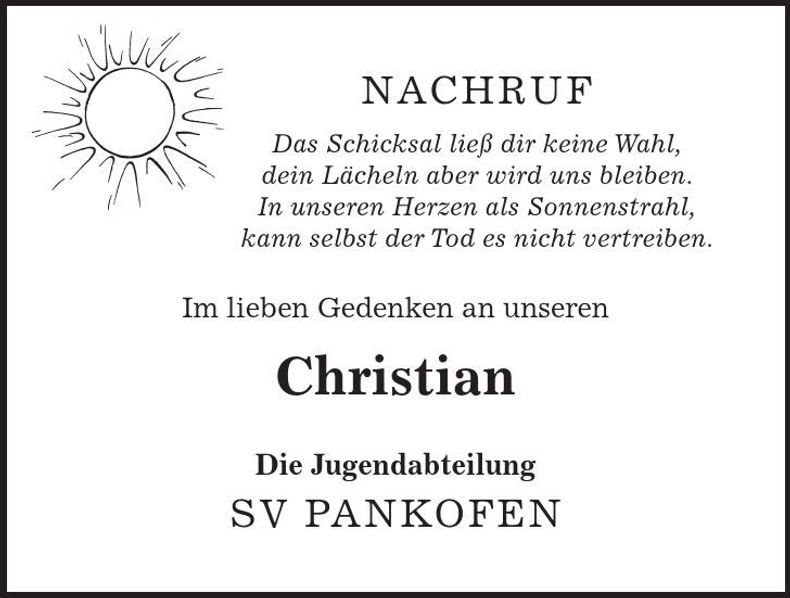 Traueranzeige Christian Saller