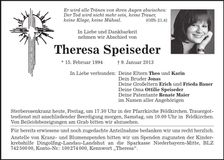 Traueranzeige Theresa Speiseder