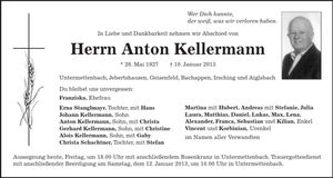 Traueranzeige Anton Kellermann