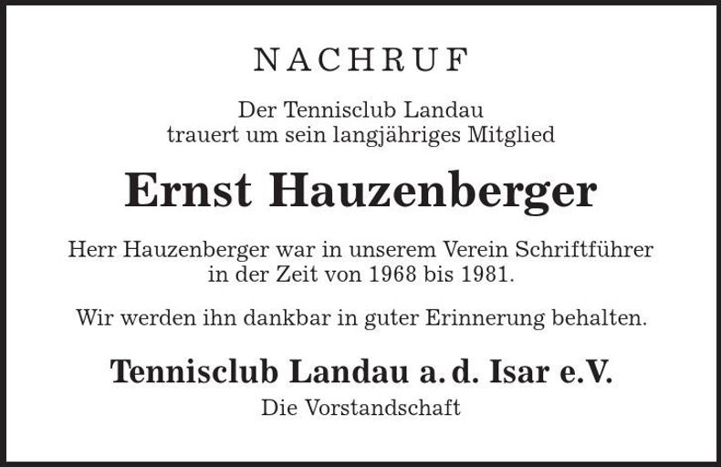 Traueranzeige Ernst Hauzenberger