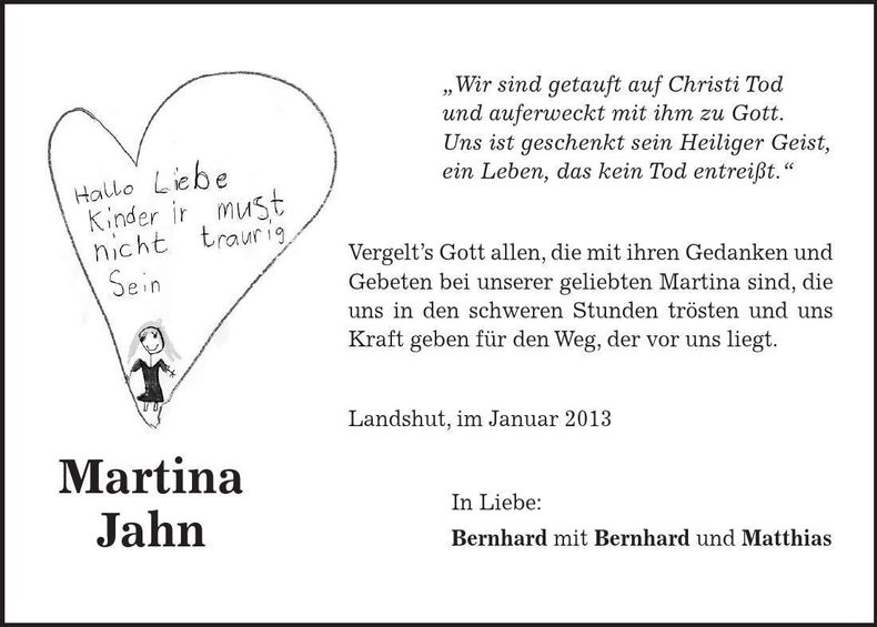 Traueranzeige Martina Jahn