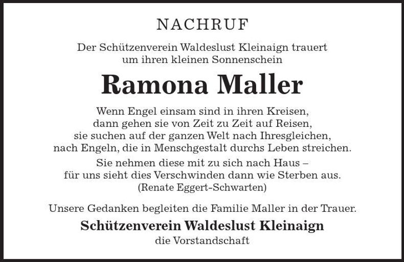 Traueranzeige Ramona Maller