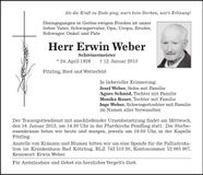 Traueranzeige Erwin Weber