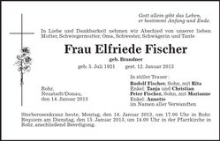 Traueranzeige Elfriede Fischer