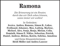Traueranzeige Ramona Maller