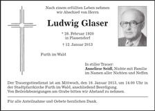 Traueranzeige Ludwig Glaser