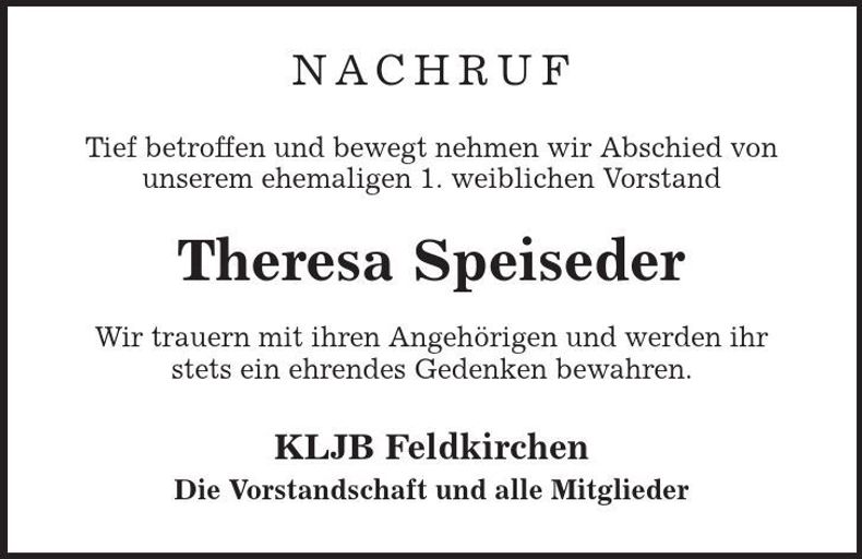 Traueranzeige Theresa Speiseder