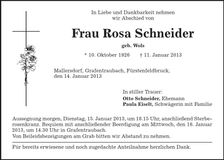 Traueranzeige Rosa Schneider