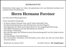 Traueranzeige Hermann Forstner