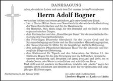 Traueranzeige Adolf Bogner