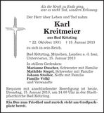Traueranzeige Karl Kreitmeier