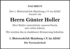 Traueranzeige Günter Holler