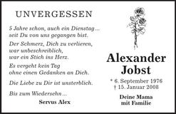 Traueranzeige Alexander Jobst