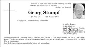 Traueranzeige Georg Stumpf