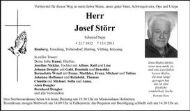 Traueranzeige Josef Störr