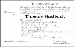 Traueranzeige Thomas Haslbeck