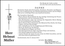 Traueranzeige Helmut Müller