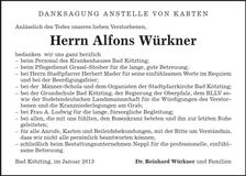 Traueranzeige Alfons Würkner