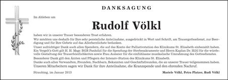 Traueranzeige Rudolf Völkl