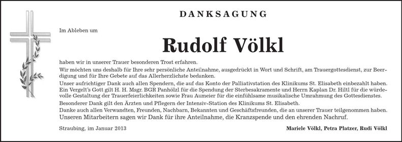 Traueranzeige Rudolf Völkl