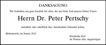 Traueranzeige Peter Dr. Pertschy