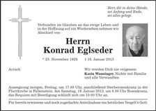 Traueranzeige Konrad Eglseder