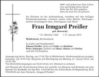 Traueranzeige Irmgard Preißer
