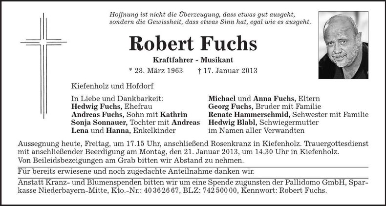Traueranzeige Robert Fuchs