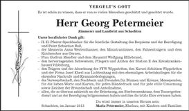 Traueranzeige Georg Petermeier