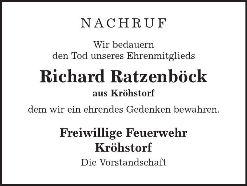 Traueranzeige Richard Ratzenböck
