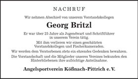 Traueranzeige Georg Britzl
