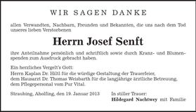 Traueranzeige Josef Senft