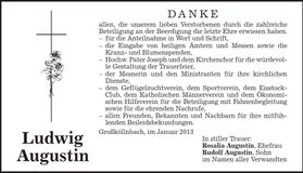Traueranzeige Ludwig Augustin