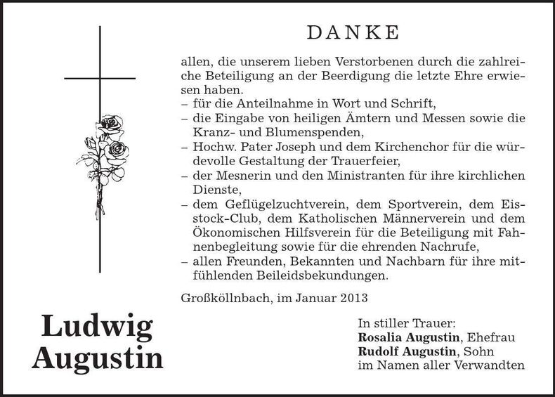 Traueranzeige Ludwig Augustin