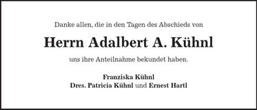 Traueranzeige Adalbert A. Kühnl