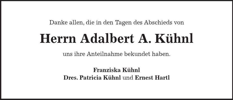 Traueranzeige Adalbert A. Kühnl