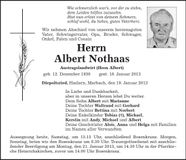 Traueranzeige Albert Nothaas
