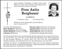 Traueranzeige Anita Bergbauer